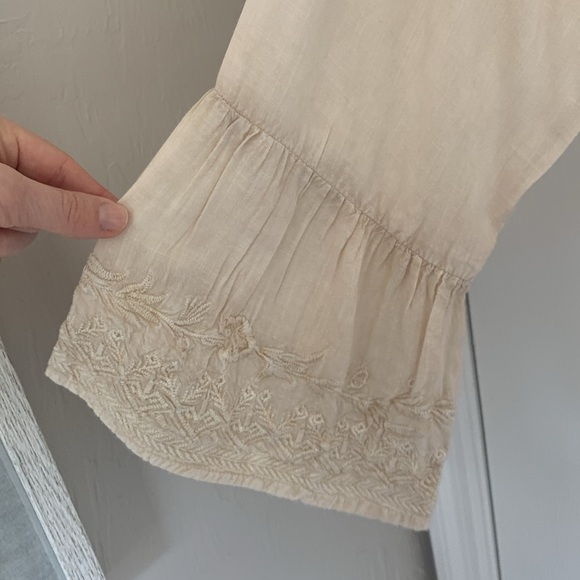 Spiagga Dolce ivory/ cream embroidered boho flared sleeves tie-front top size sm - Picture 3 of 9